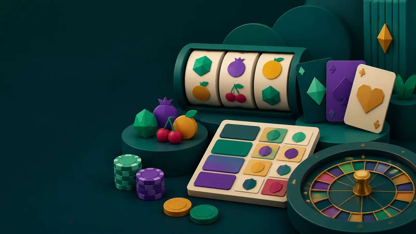 Ilustração editorial de uma vitrine de cassino para o guia 7788bet